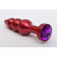 Красная анальная ёлочка с фиолетовым кристаллом - 11,2 см фиолетовый 