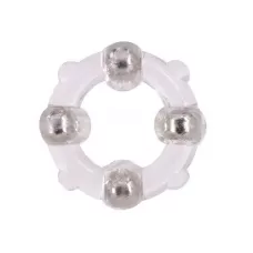 Эрекционное кольцо с 4 бусинами MENZSTUFF STUD RING CLEAR прозрачный 