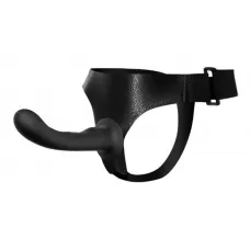 Страпон с изогнутой головкой Ultra Harness Curvy Dildo - 15,8 см черный 