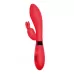 Красный вибратор Yonce с клиторальным зайчиком - 20,5 см красный 