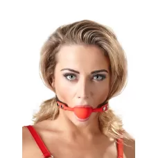 Силиконовый кляп-шар на чёрных ремешках Red Gag silicone красный с черным 