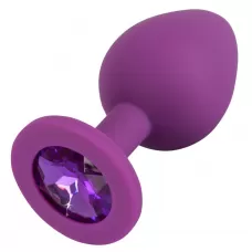 Фиолетовая анальная пробка с кристаллом - 8 см фиолетовый 