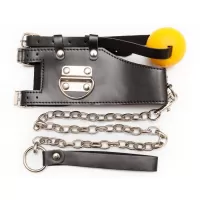 Кляп-шарик с поводком черный с желтым 