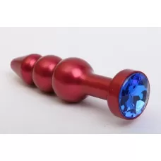 Красная анальная ёлочка с синим кристаллом - 11,2 см синий 