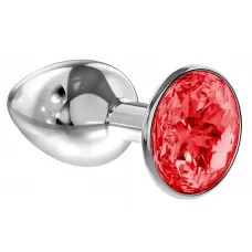 Малая серебристая анальная пробка Diamond Red Sparkle Small с красным кристаллом - 7 см красный 