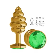 Золотистая пробка с рёбрышками и зеленым кристаллом - 7 см зеленый 