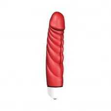 Красный вибратор с рёбрышками Mr. Big Intense - 18,4 см красный 