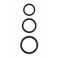 Набор из трех черных эрекционных колец Silicone 3-Ring Stamina Set черный 
