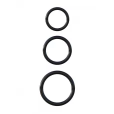 Набор из трех черных эрекционных колец Silicone 3-Ring Stamina Set черный 