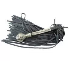 Чёрная многохвостая плеть с кованой рукоятью - 60 см черный 