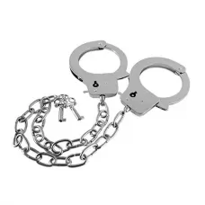 Наручники на длинной цепочке с ключами Metal Handcuffs Long Chain серебристый 