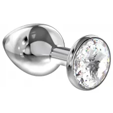 Большая серебристая анальная пробка Diamond Clear Sparkle Large с прозрачным кристаллом - 8 см прозрачный 