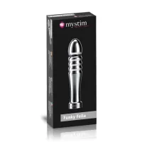 Ребристый фаллоимитатор для электростимуляции Funky Fella Rill Dildo - 13 см серебристый 