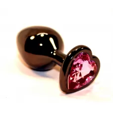 Чёрная пробка с розовым сердцем-кристаллом - 7 см розовый 