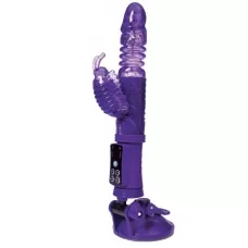 Фиолетовый вибратор с ротацией бусин, клиторальным стимулятором и надёжной присоской фиолетовый 