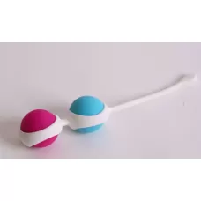 Вагинальные шарики с петелькой для извлечения голубой с розовым 