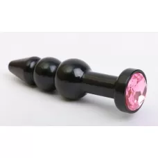 Чёрная анальная ёлочка с розовым кристаллом - 11,2 см розовый 
