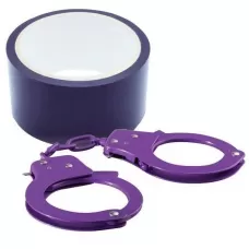Набор для фиксации BONDX METAL CUFFS AND RIBBON: фиолетовые наручники из листового материала и липкая лента фиолетовый 