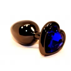 Чёрная пробка с синим сердцем-кристаллом - 7 см синий 