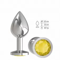 Серебристая средняя пробка с желтым кристаллом - 8,5 см желтый 