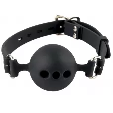 Силиконовый кляп-шар с отверстиями для дыхания Silicone Breathable Ball Gag Small черный 