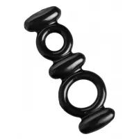 Двойное эрекционное кольцо Dual Stretch To Fit Cock and Ball Ring черный 