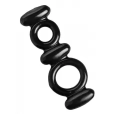 Двойное эрекционное кольцо Dual Stretch To Fit Cock and Ball Ring черный 
