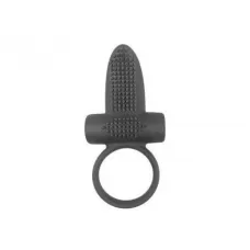 Чёрное эрекционное кольцо с вибрацией и язычком Sex Expert черный 