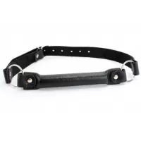 Черный кожаный кляп-трензель на кольцах черный 