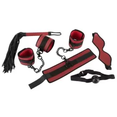Красно-черный набор из 5 предметов для БДСМ-игр красный с черным 