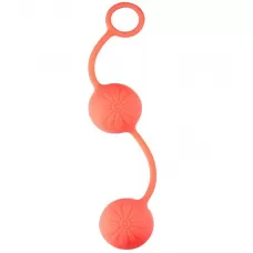 Оранжевые вагинальные шарики с цветочками на поверхности оранжевый 
