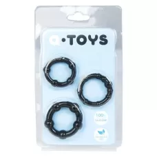 Набор из 3 чёрных эрекционных колец A-toys черный 
