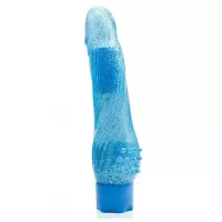 Голубой водонепроницаемый вибратор JELLY JOY ROUGH RIDGES MULTISPEED VIBE - 18 см голубой 