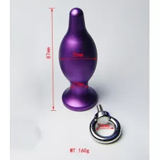 Фиолетовая металлическая анальная пробка с колечком - 8,7 см фиолетовый 