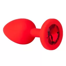 Красная анальная втулка с красным кристаллом - 7,3 см красный 