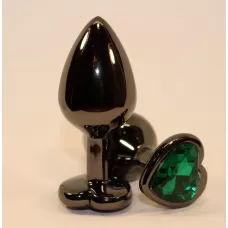Чёрная пробка с зеленым сердцем-кристаллом - 7 см зеленый 