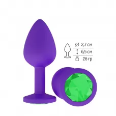 Фиолетовая силиконовая пробка с зеленым кристаллом - 7,3 см зеленый 