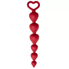 Бордовая анальная цепочка Heart Ray - 17,5 см бордовый 