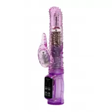 Фиолетовый силиконовый вибратор с подвижной головкой в пупырышках - 21 см фиолетовый 