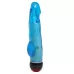 Голубой вибратор-реалистик с мошонкой и подсветкой - 21,5 см голубой 