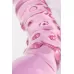 Двусторонний розовый фаллос с рёбрами и точками - 20,5 см розовый 