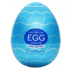 Мастурбатор-яйцо с охлаждающей смазкой EGG Wavy II Cool нежно-голубой 