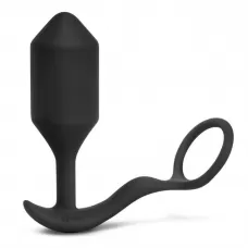 Черная анальная вибропробка с эрекционным кольцом Vibrating Snug   Tug XL черный 