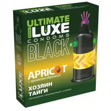 Черный стимулирующий презерватив  Хозяин тайги  с ароматом абрикоса - 1 шт черный 