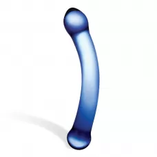 Синий изогнутый фаллоимитатор Curved G-Spot Glass Dildo - 16 см синий 