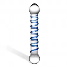 Прозрачный фаллос с голубой спиралью Spiral Dildo - 17 см прозрачный 