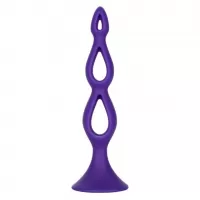 Фиолетовая анальная елочка Silicone Triple Probe - 14,5 см фиолетовый 