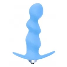 Голубая фигурная анальная вибропробка Spiral Anal Plug - 12 см голубой 