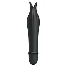 Чёрный миниатюрный вибромассажер Edward с усиками - 14,5 см черный 