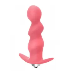 Розовая фигурная анальная вибропробка Spiral Anal Plug - 12 см розовый 